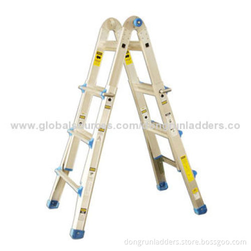Aluminum Ladder, Multifunction, Professional Model, 4x3 Steps with Strong and Patented Hinge